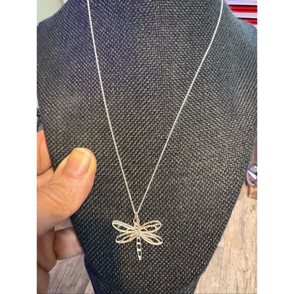 Dragonfly Sterling Silver Necklace Pendant, 18”, NEW, Handmade, Artisan - Picture 2 of 6